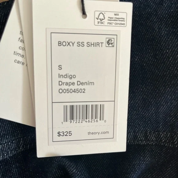 NWT Theory Indigo Boxy Drape Denim Shirt - Picture 5 of 6